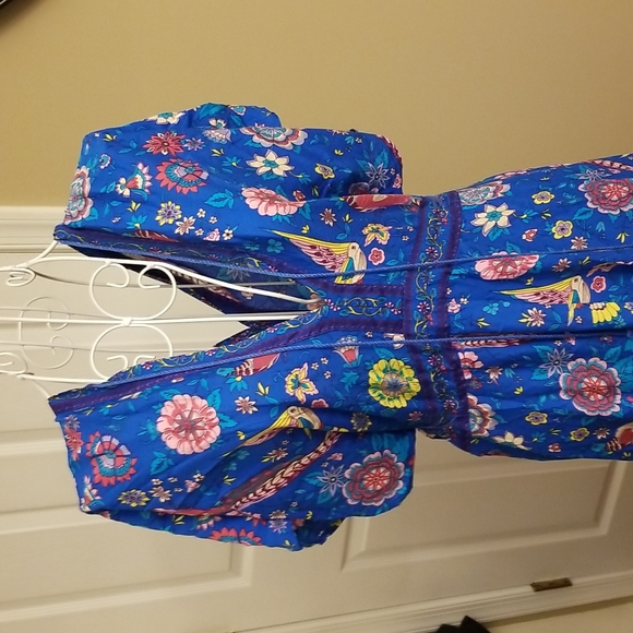 Boho women's blue patterned dress - Picture 2 of 10